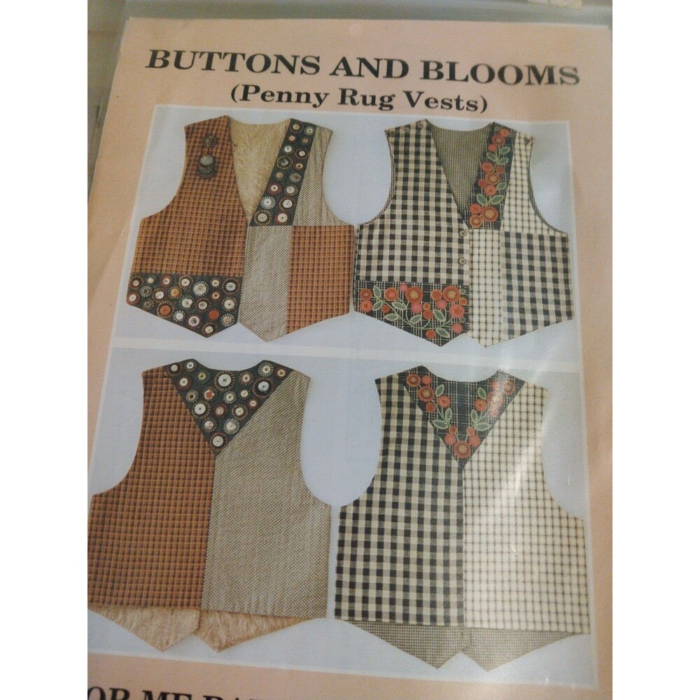 Shirley Stevenson Color Me Patterns 306 Buttons & Blooms Penny Rug Vests VTG 96'